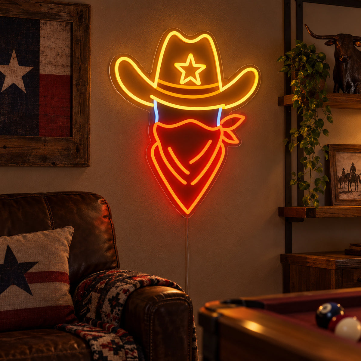 Outlaw Cowboy Hat LED Neon Sign image 03
