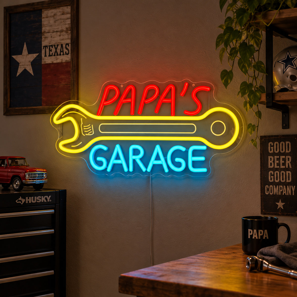 Papas Garage Wrench LED Neon Sign image 03