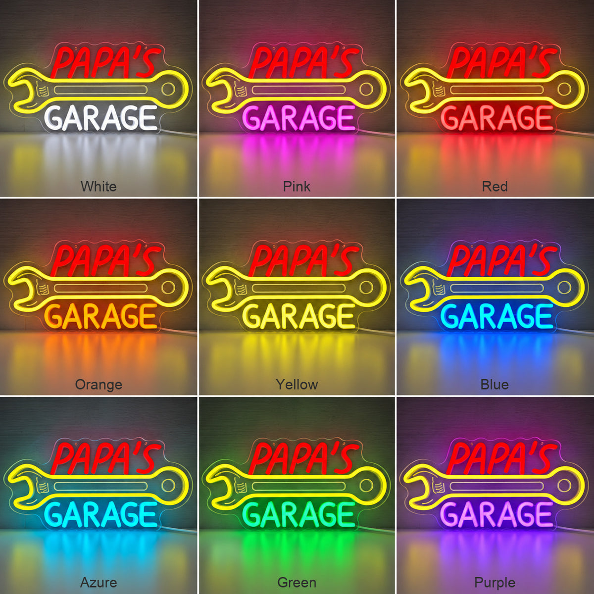 Papas Garage Wrench LED Neon Sign image 04