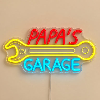 Papas Garage Wrench LED Neon Sign image 06