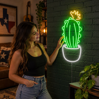 Potted Cactus Room LED Neon Sign image 02