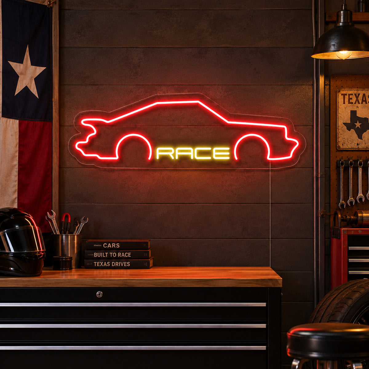 Race Sports Car LED Neon Sign Garage Neon Sign image 01