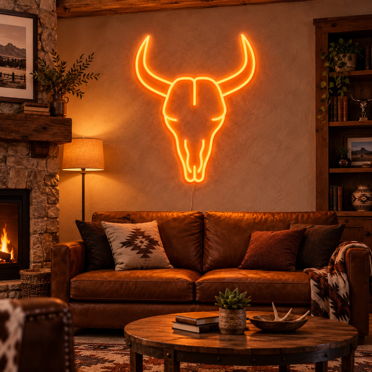 Ranch Bull Skull Vintage LED Neon Sign Garage Neon Sign image 01