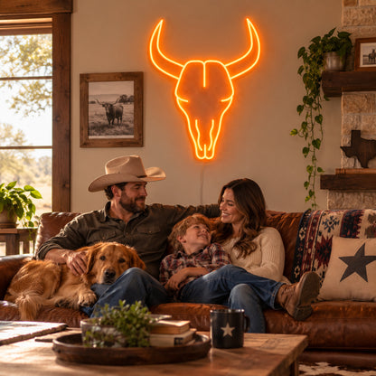 Ranch Bull Skull Vintage LED Neon Sign Garage Neon Sign image 03
