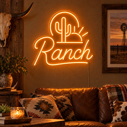 Ranch Cactus Sunset Vintage LED Neon Sign Garage Neon Sign image 01