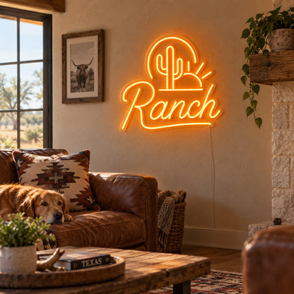 Ranch Cactus Sunset Vintage LED Neon Sign Garage Neon Sign image 03