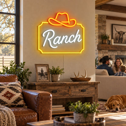 Ranch Cowboy Hat Frame Vintage LED Neon Sign Garage Neon Sign image 03