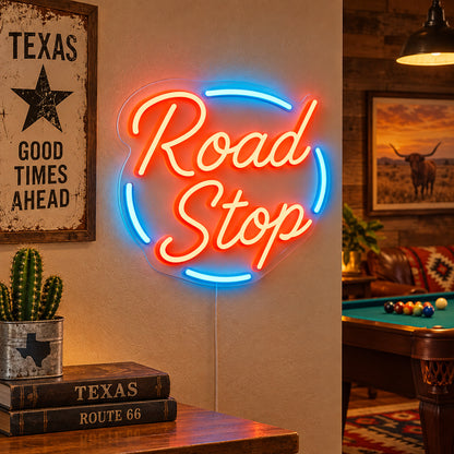 Road Stop Motel Vintage LED Neon Sign Garage Neon Sign image 01