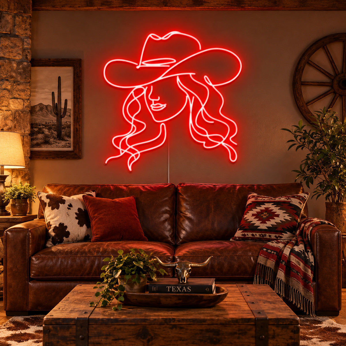 Rodeo Cowgirl Face Vintage LED Neon Sign image 01