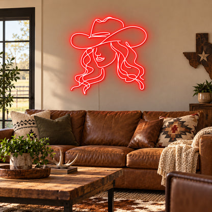 Rodeo Cowgirl Face Vintage LED Neon Sign image 03