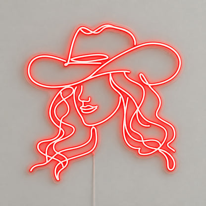 Rodeo Cowgirl Face Vintage LED Neon Sign image 06