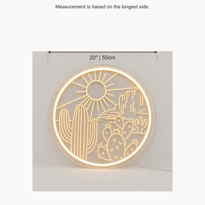 Round Cactus Sun Desert Vintage LED Neon Sign image 05