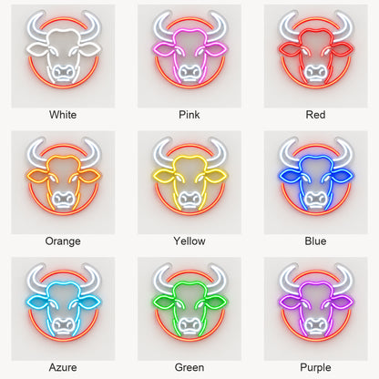 Round Frame Bull Head Vintage LED Neon Sign image 04