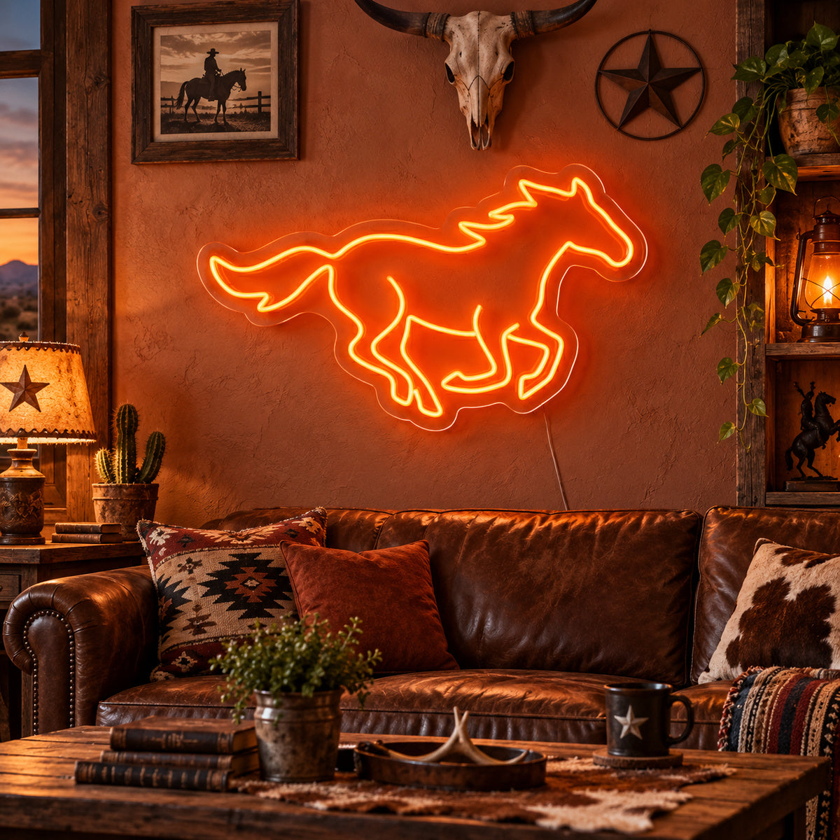 Running Mustang Western Bar Vintage LED Neon Sign Garage Neon Sign image 01