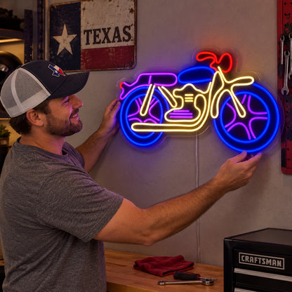 Saddlebag Cruiser Motorcycle Vintage LED Neon Sign Garage Neon Sign image 02