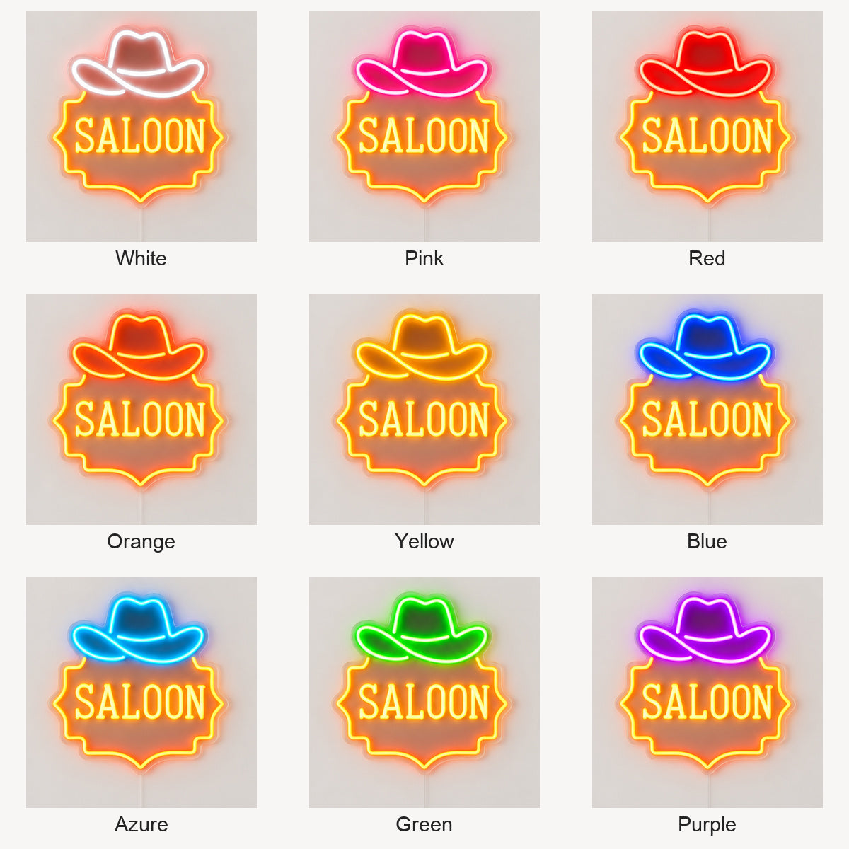 Saloon Cowboy Hat Garage Neon Sign Vintage LED Neon Sign Garage Neon Sign image 04