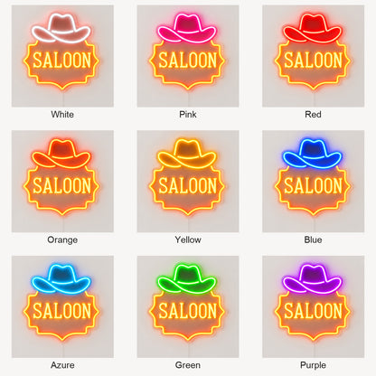 Saloon Cowboy Hat Garage Neon Sign Vintage LED Neon Sign Garage Neon Sign image 04