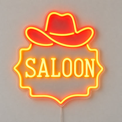 Saloon Cowboy Hat Garage Neon Sign Vintage LED Neon Sign Garage Neon Sign image 06