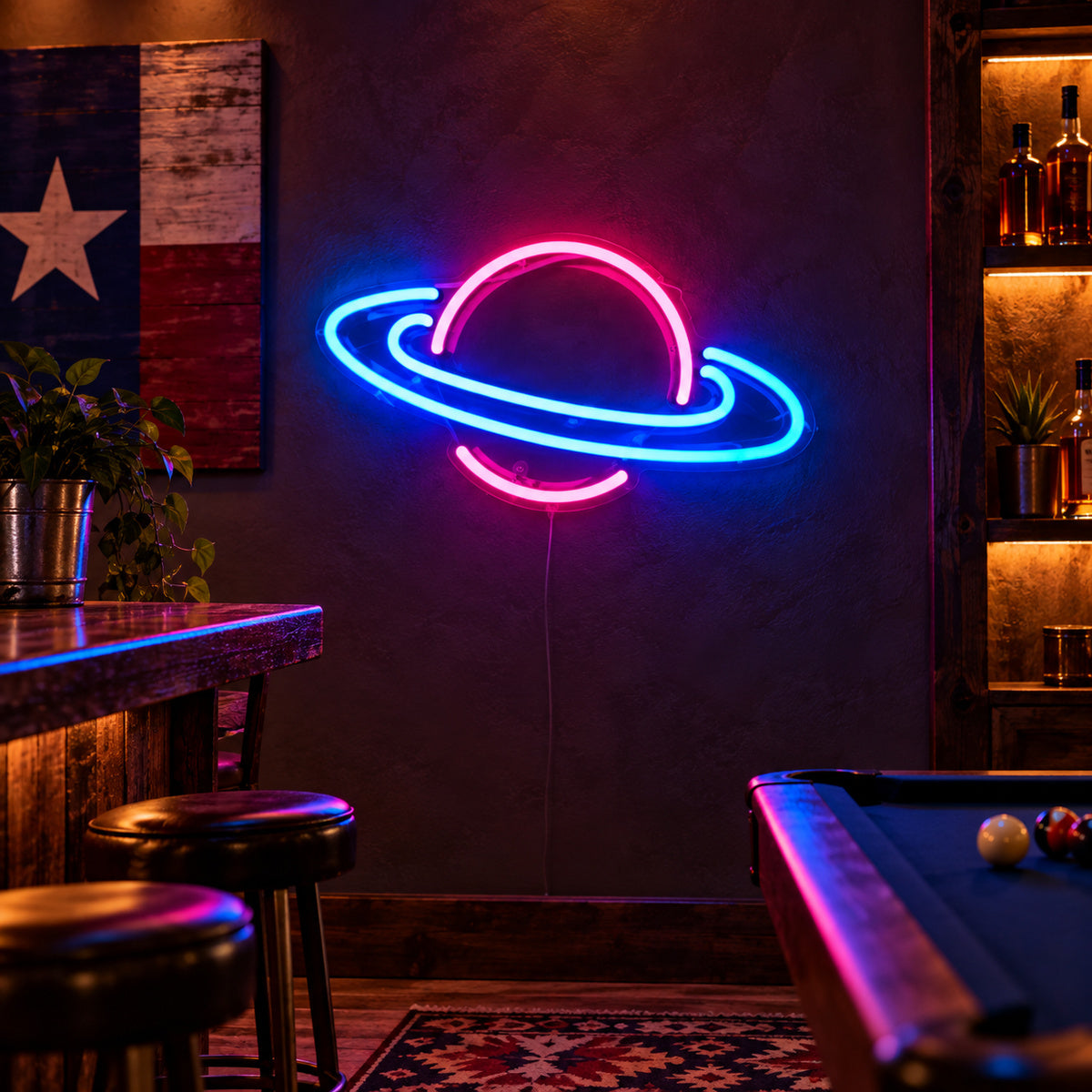Saturn Planet Vintage LED Neon Sign Garage Neon Sign image 01