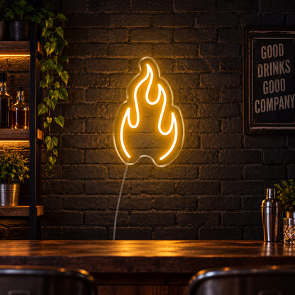 Single Flame Outline Vintage LED Neon Sign Garage Neon Sign image 01