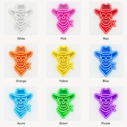 Skeleton Cowboy Hat Scarf Vintage LED Neon Sign Garage Neon Sign image 04
