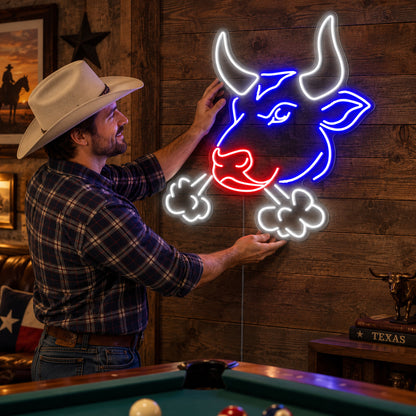 Snorting Bull Head Vintage LED Neon Sign Garage Neon Sign image 02