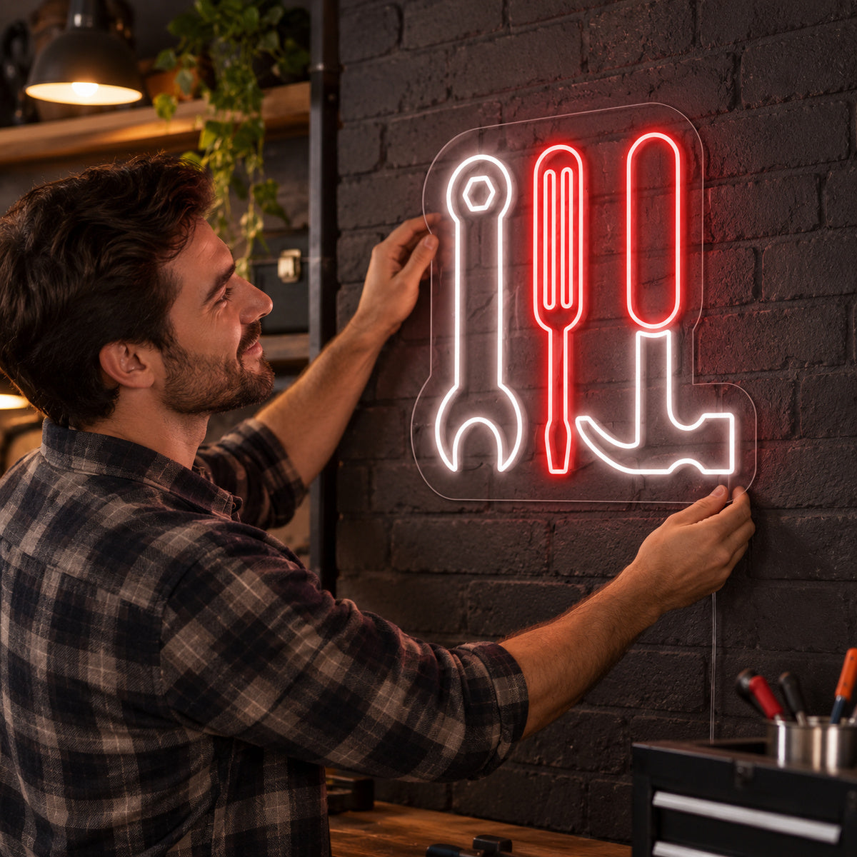Spanner Hammer Screwdriver Vintage LED Neon Sign Garage Neon Sign image 02