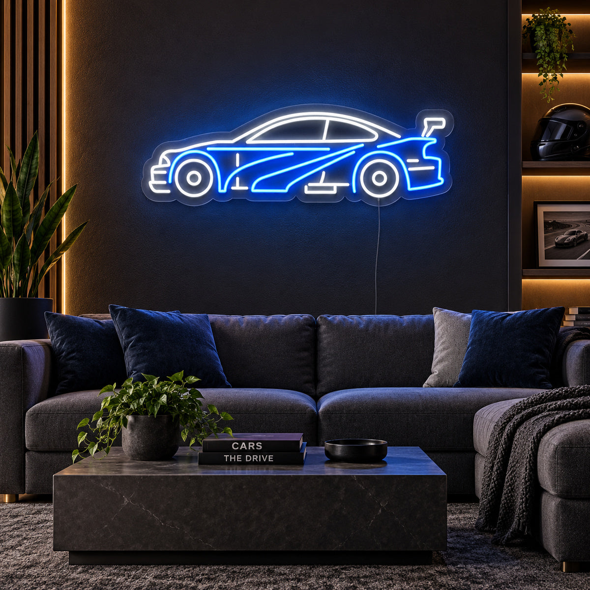 Sports Car Silhouette Vintage LED Neon Sign Garage Neon Sign image 01