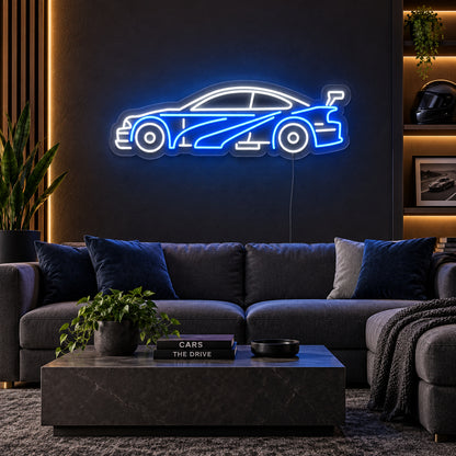 Sports Car Silhouette Vintage LED Neon Sign Garage Neon Sign image 01