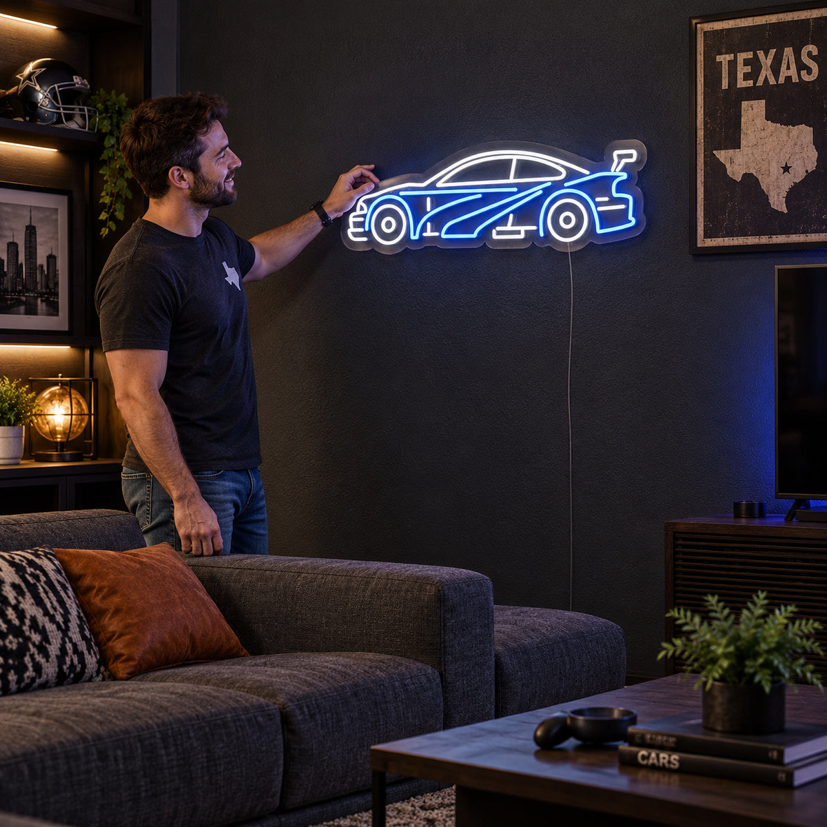 Sports Car Silhouette Vintage LED Neon Sign Garage Neon Sign image 02