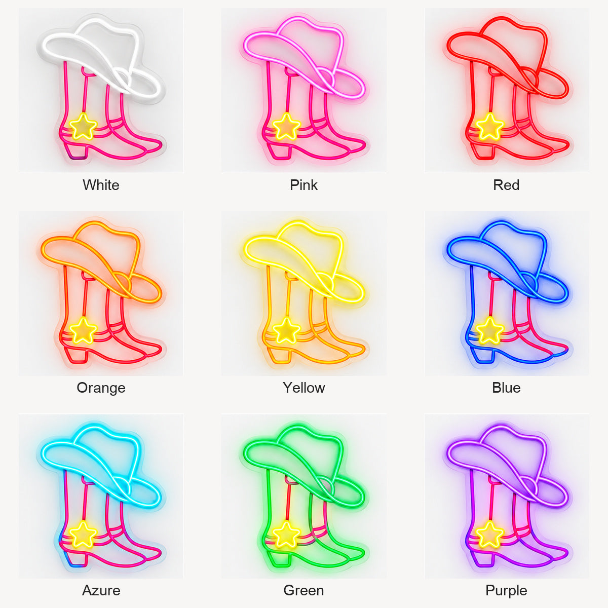 Star Spur Cowboy Boots Hat Vintage LED Neon Sign Garage Neon Sign image 04