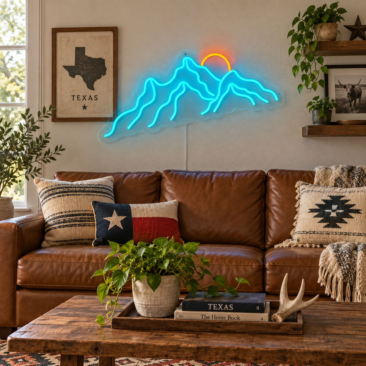 Sunset Behind Mountain Range Vintage LED Neon Sign Garage Neon Sign image 03