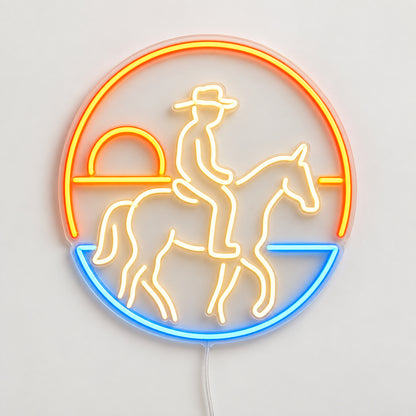Sunset Cowboy Horseback Vintage LED Neon Sign Garage Neon Sign image 06