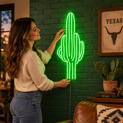 Tall Saguaro Cactus Vintage LED Neon Sign Garage Neon Sign image 02