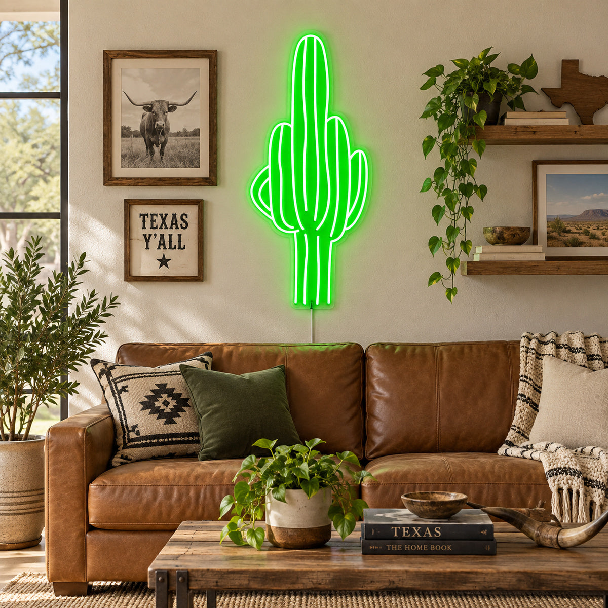 Tall Saguaro Cactus Vintage LED Neon Sign Garage Neon Sign image 03