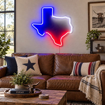 Texas Outline Flag Bands Vintage LED Neon Sign Garage Neon Sign image 03