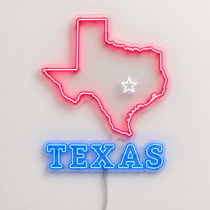 Texas State Map Star Vintage LED Neon Sign Garage Neon Sign image 06
