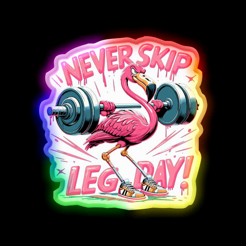 Leg Day Flamingo Leg Training Funny Gym Gift Gym Fitness Led Neon Sign Rgb Color