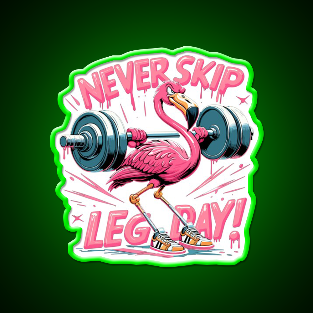 Leg Day Flamingo Leg Training Funny Gym Gift Gym Fitness Led Neon Sign Rgb Color