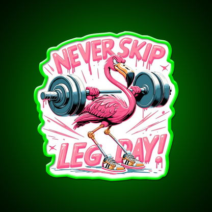 Leg Day Flamingo Leg Training Funny Gym Gift Gym Fitness Led Neon Sign Rgb Color