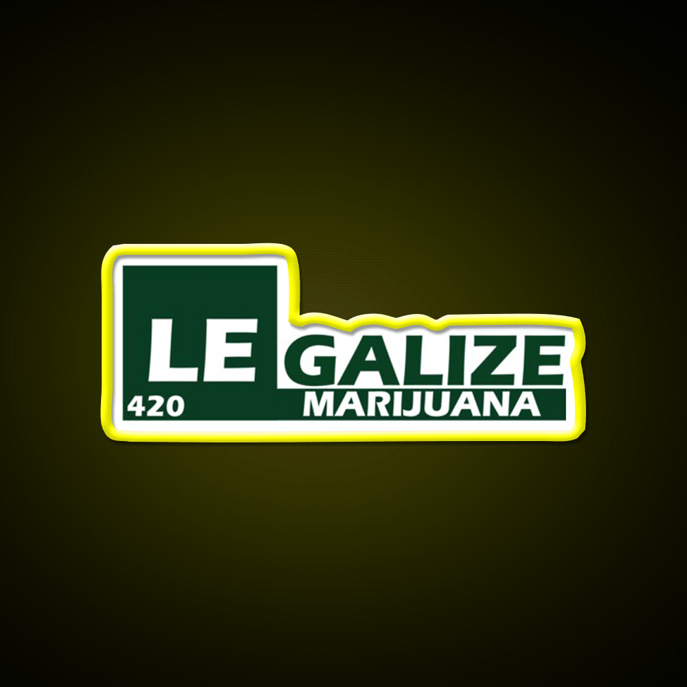 Legalize 420 Hemp Inspired Green Leaf Led Neon Sign Rgb Color - Custom LED neon sign front view