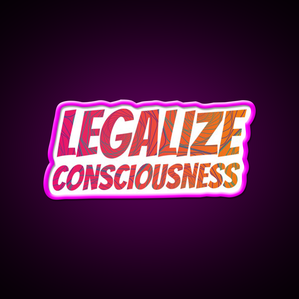 Legalize Consciousness Hemp Inspired Green Leaf Led Neon Sign Rgb Color - Neon sign mounted on wall in room
