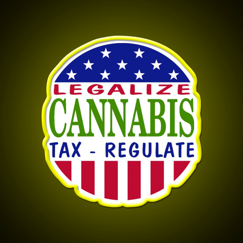 Legalize Hemp Inspired Green Leaf Led Neon Sign Rgb Color - Custom LED neon sign front view