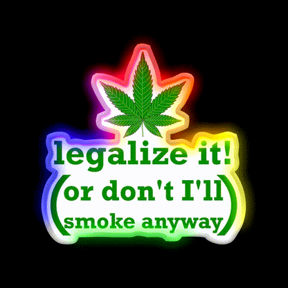 Legalize It Hemp Inspired Green Leaf Led Neon Sign Rgb Color - LED neon sign close-up detail