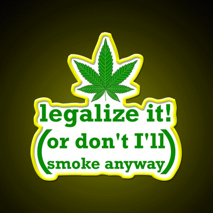 Legalize It Hemp Inspired Green Leaf Led Neon Sign Rgb Color - Custom LED neon sign front view