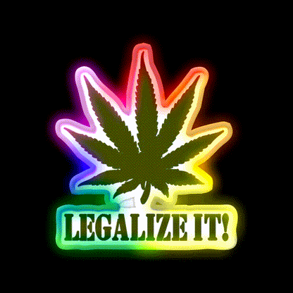Legalize It Hemp Inspired Green Leaf Led Neon Sign Wall Art Rgb Color - LED neon sign close-up detail