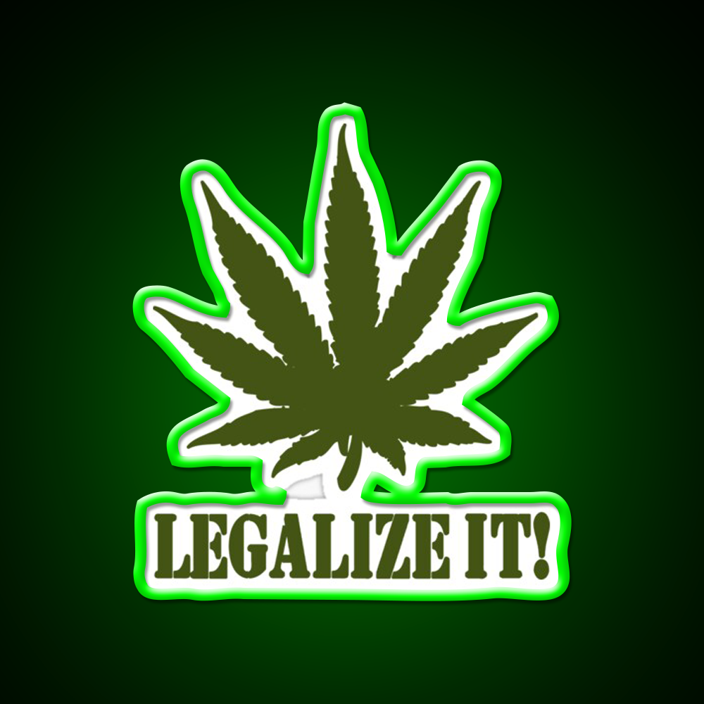 Legalize It Hemp Inspired Green Leaf Led Neon Sign Wall Art Rgb Color - LED neon sign view 8