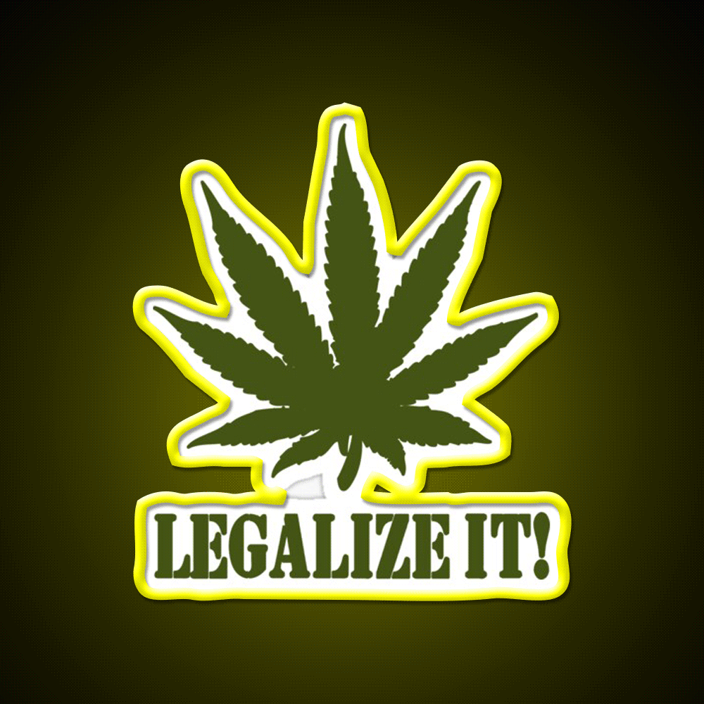 Legalize It Hemp Inspired Green Leaf Led Neon Sign Wall Art Rgb Color ...