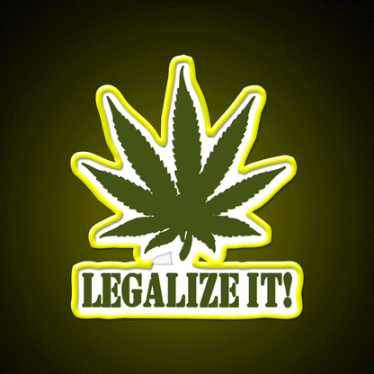 Legalize It Hemp Inspired Green Leaf Led Neon Sign Wall Art Rgb Color - Custom LED neon sign front view