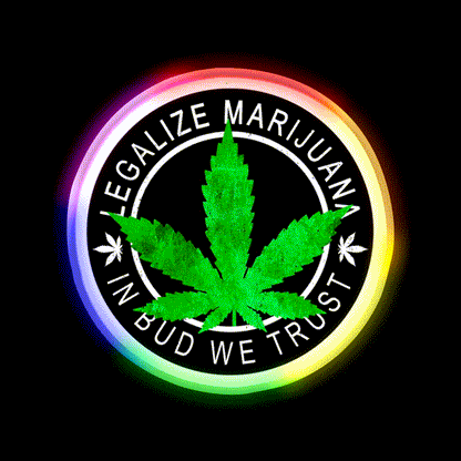 Legalize It Insignia In Bud We Trust Hemp Inspired Green Leaf Led Neon Sign Rgb Color - LED neon sign close-up detail